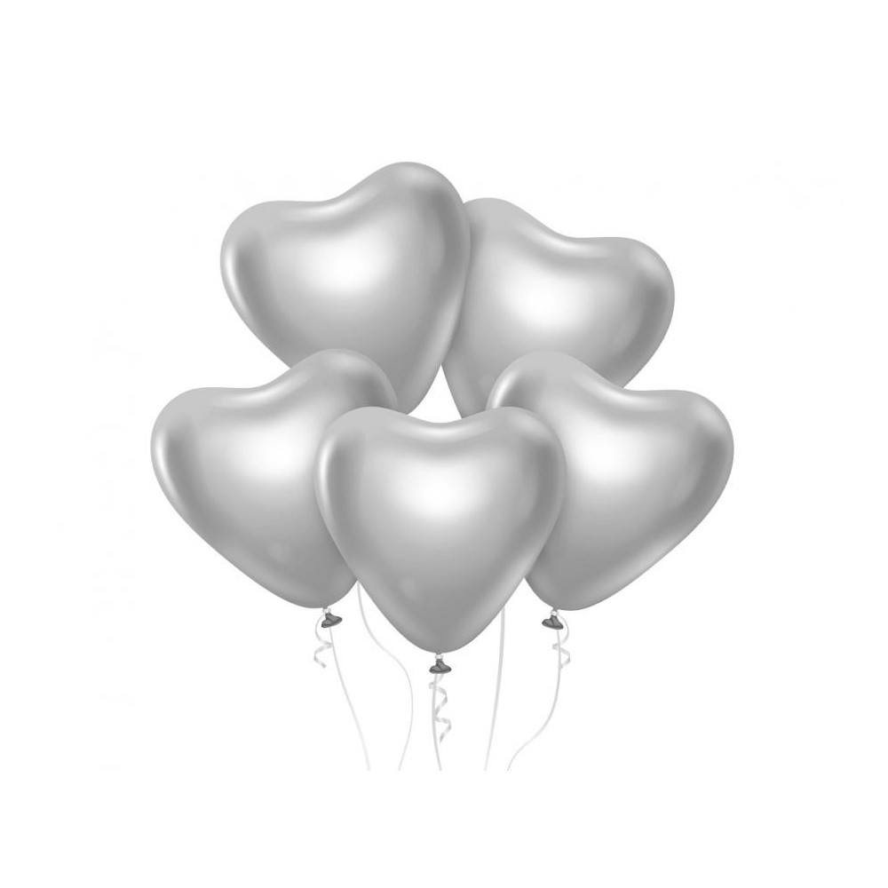 Love Platinum Silver Heart Balloon, 6 pcs 12 inch (30 cm)