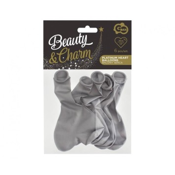 Love Platinum Silver Heart Balloon, 6 pcs 12 inch (30 cm)