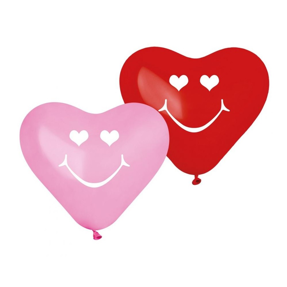 Love Smiling Hearts, Heart Balloon, 5 pcs 10 inch (25 cm)