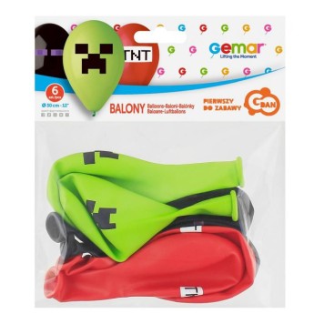 Minecraft TNT Party balloon, 6 pcs 12 inch (30 cm)