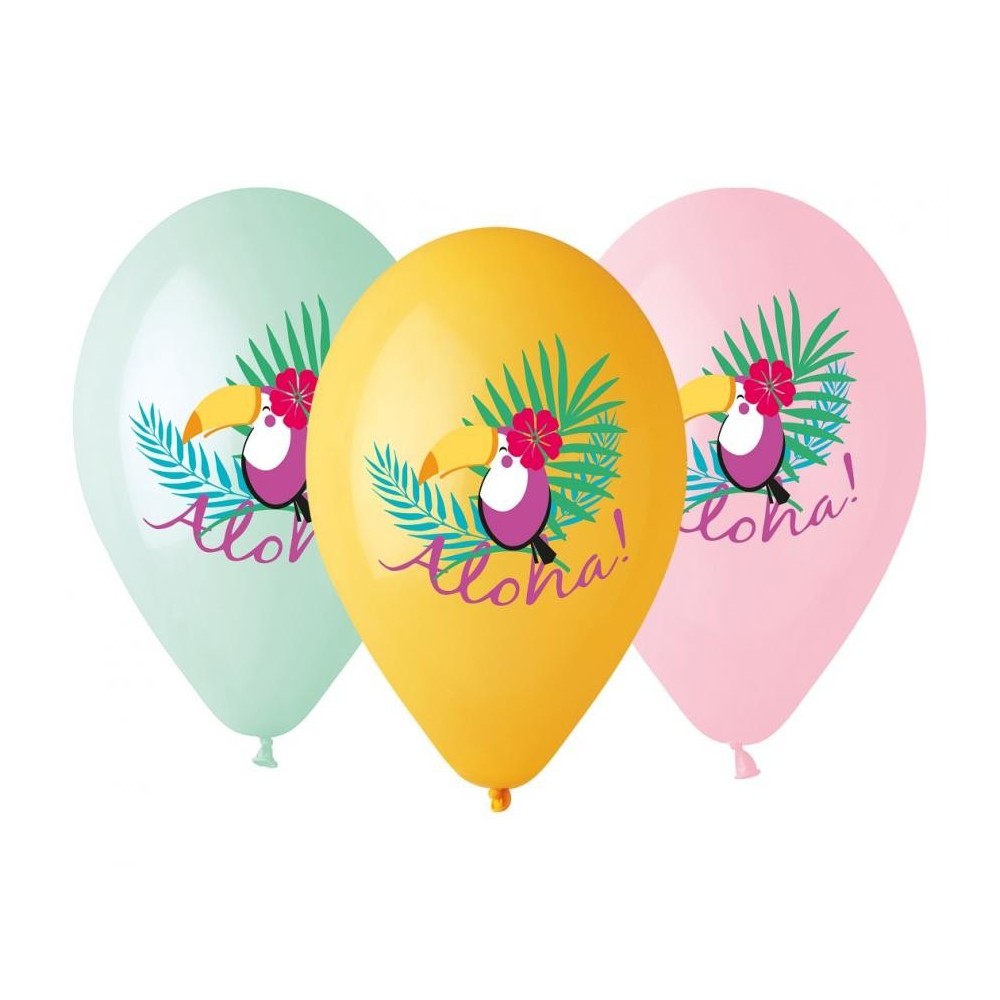 Toucan Toucan Aloha, balloon, 5 pcs 13 inch (33 cm)
