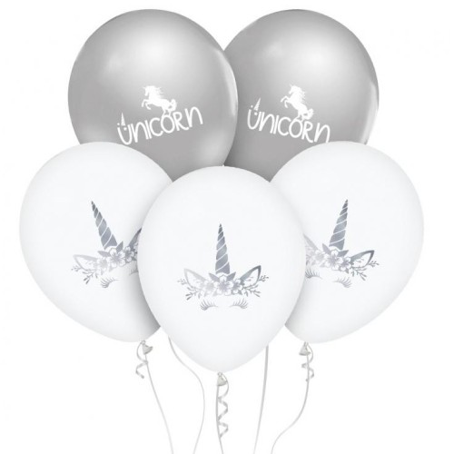 Unicorn Silver balloon, 5 pcs 12 inch (30cm)
