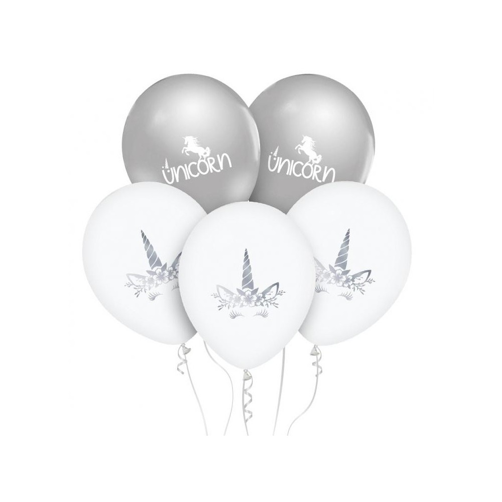 Unicorn Silver balloon, 5 pcs 12 inch (30cm)
