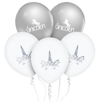 Unicorn Silver balloon, 5 pcs 12 inch (30cm)