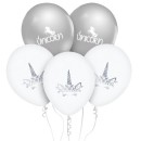 Unicorn Silver balloon, 5 pcs 12 inch (30cm)