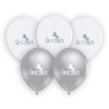 Unicorn Silver balloon, 5 pcs 12 inch (30cm)