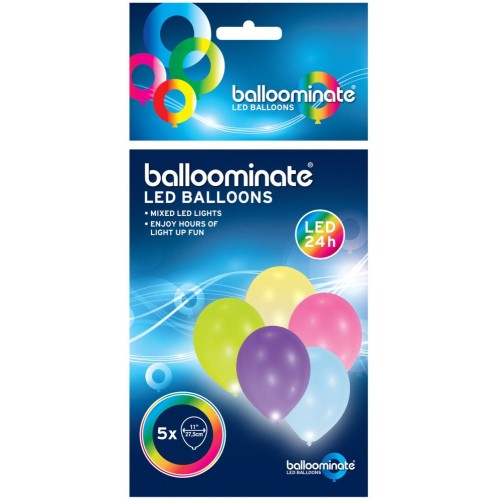 Colour Multicolor  Illuminating LED Balloon, pack of 5, 11 inch (27.5 cm)