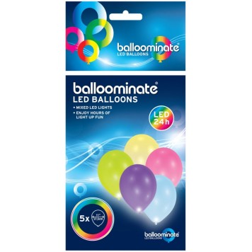 Colour Multicolor  Illuminating LED Balloon, pack of 5, 11 inch (27.5 cm)