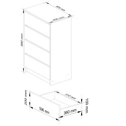 KOMODA K 60 cm 4 SZUFLADY BIAŁA