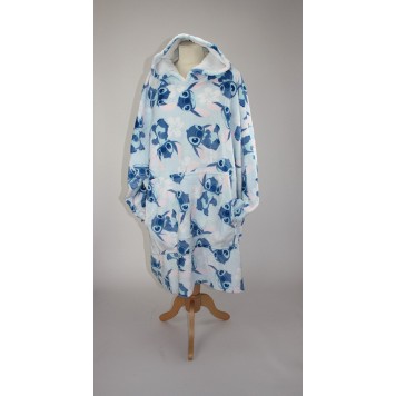 Disney Lilo and Stitch Blue slip-on plush fleece blanket, poncho 7-14 years
