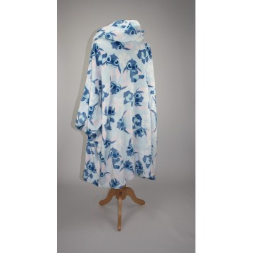 Disney Lilo and Stitch Blue slip-on plush fleece blanket, poncho 7-14 years