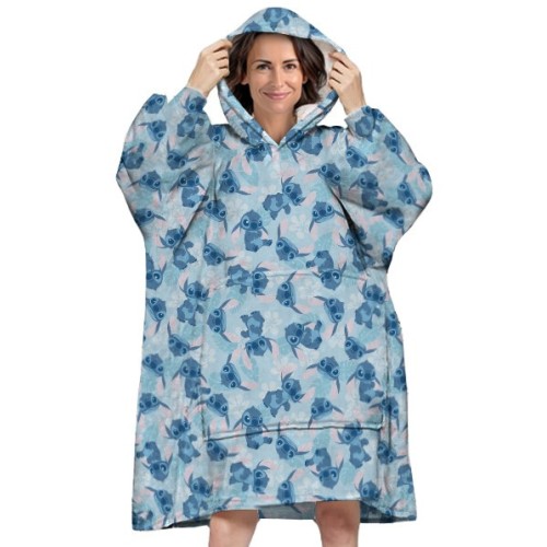 Disney Lilo and Stitch Blue adult pullover polar fleece blanket, poncho