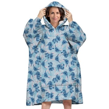 Disney Lilo and Stitch Blue adult pullover polar fleece blanket, poncho