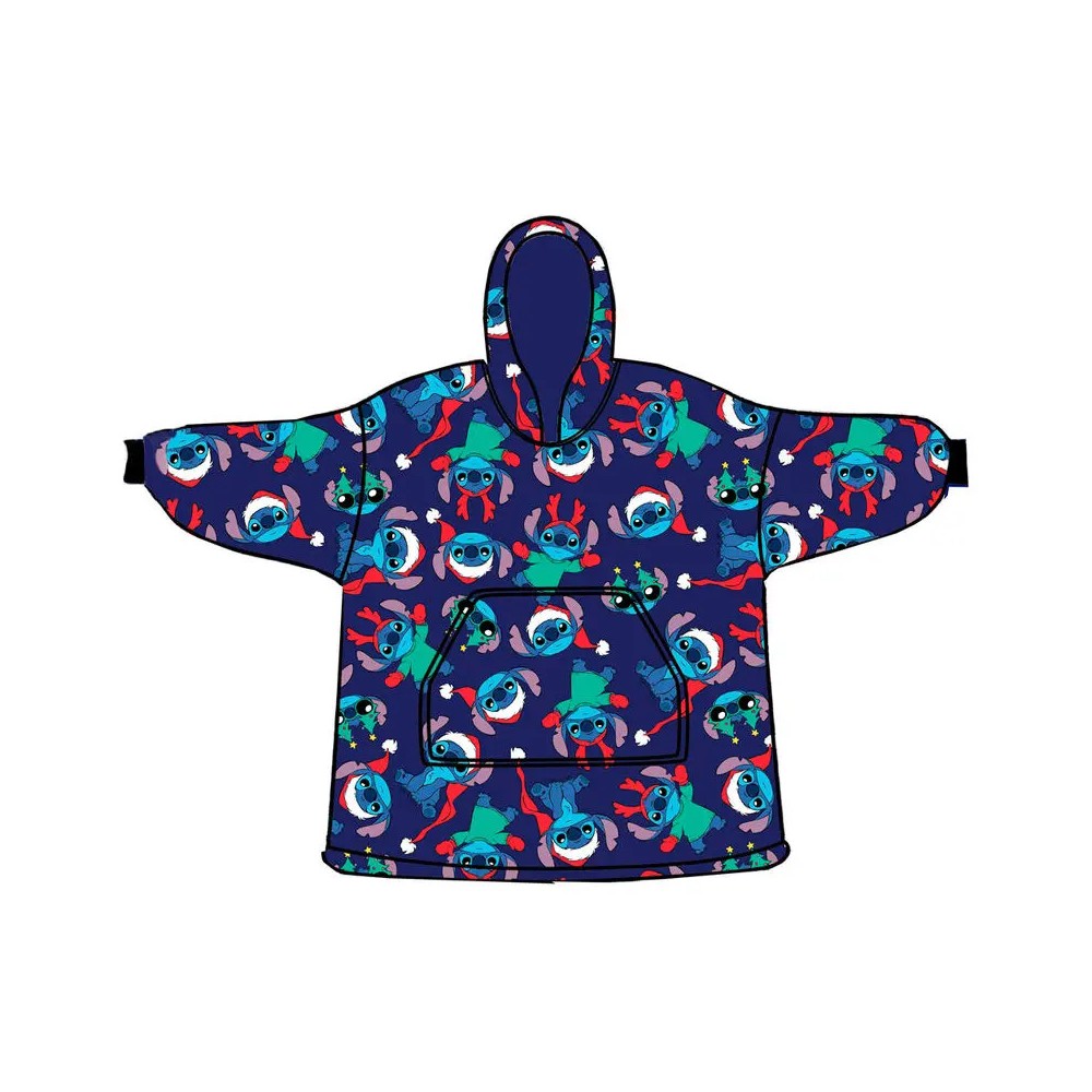 Disney Lilo and Stitch Dark Christmas Adult Plush Polar Blanket, Poncho