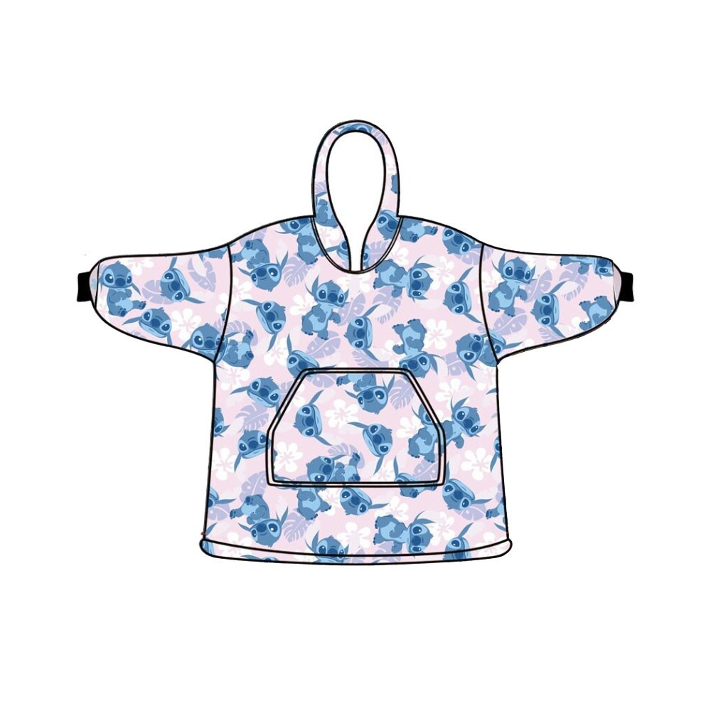 Disney Lilo and Stitch Light Rose poncho, plush fleece blanket for 3-6 years old