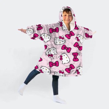 Hello Kitty Bow pull-on plush polar blanket, poncho 7-14 years