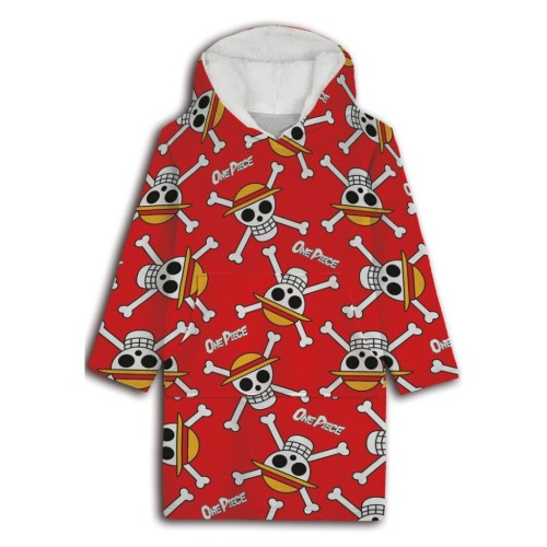 One Piece Red slip-on plush polar blanket, poncho 7-14 years