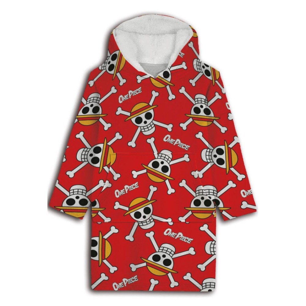 One Piece Red slip-on plush polar blanket, poncho 7-14 years