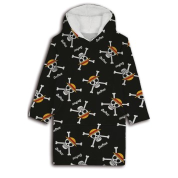 One Piece Skull adult pullover fleece blanket, poncho