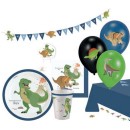 Dinosaur Happy party set with 45 pieces and 23 cm plate