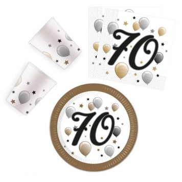 Happy Birthday Milestone Happy Birthday 70 party set with 36 pieces and 23 cm plate