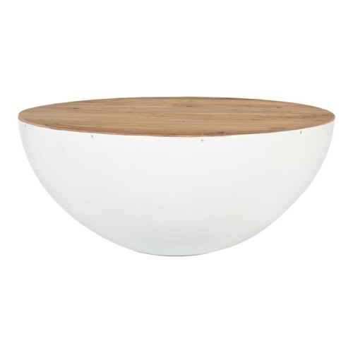 Coffee table Coffelty Inart white metal-solid acacia wood D90x40cm