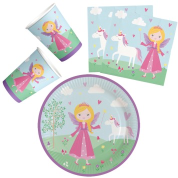 Princess Princess, Princess party set with 36 pieces and 23 cm plate