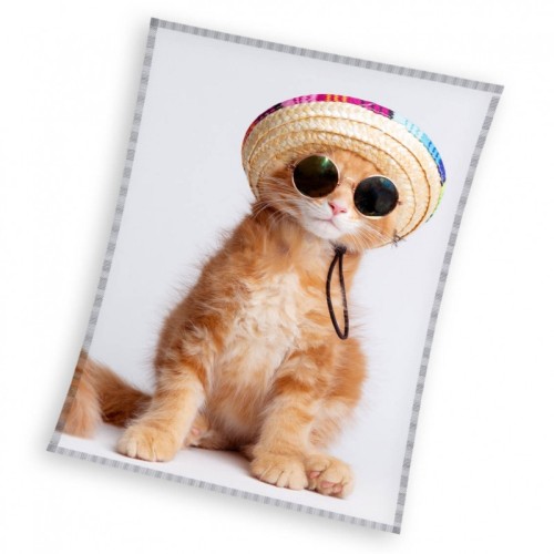 Cat Cool Kitty coral fleece throw blanket 150x200cm