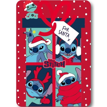 Disney Lilo and Stitch Santa Christmas Polar Fleece Blanket 100x140cm