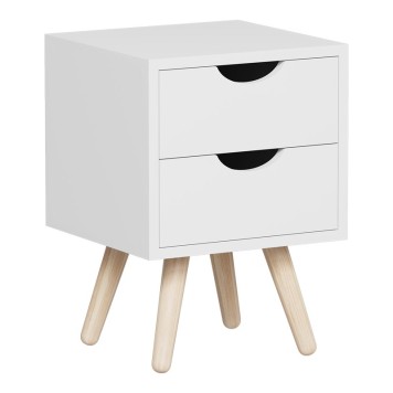 Table de chevet en bois  blanche 29,7x29,7x45 cm
