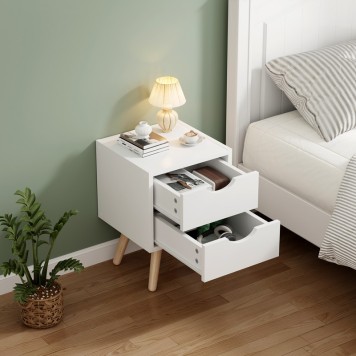 Table de chevet en bois  blanche 29,7x29,7x45 cm
