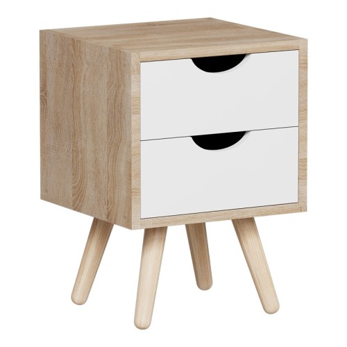 Selma bedside table pakoworld pine wood in sonoma-white shade 29.7x29.7x45cm