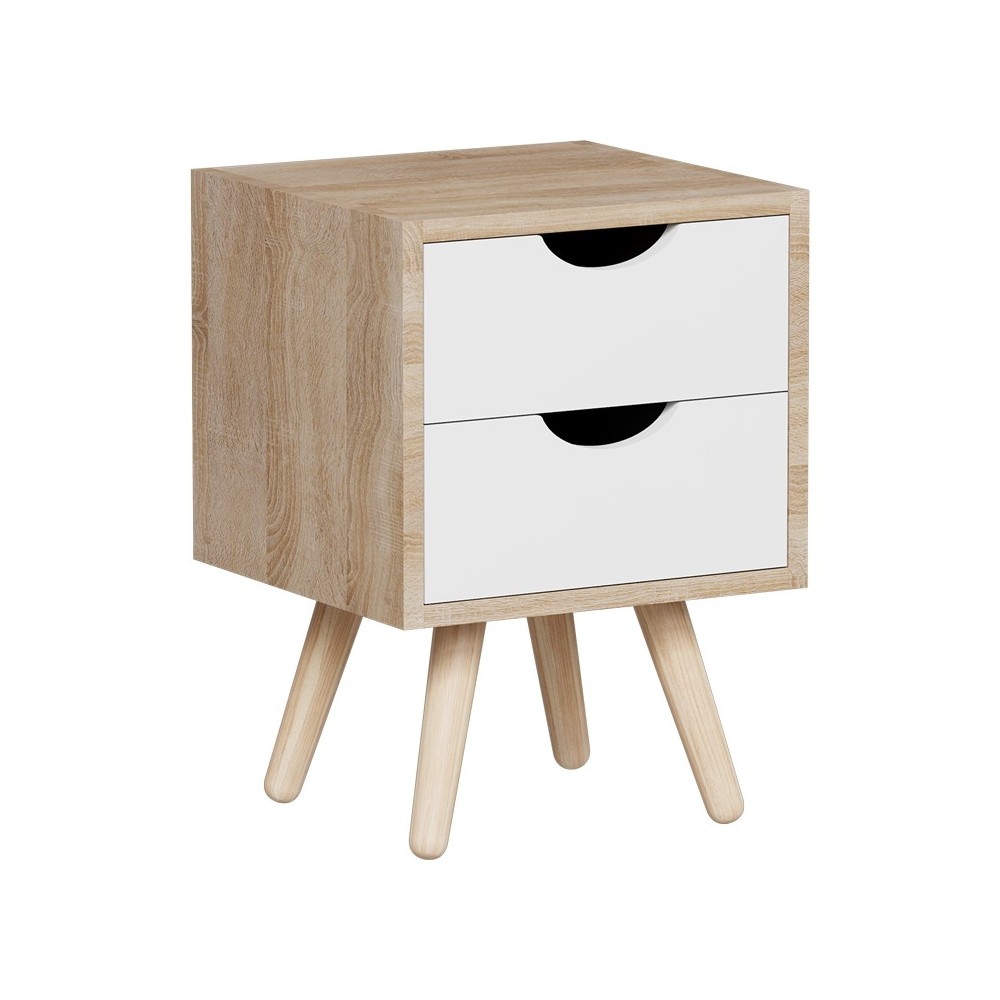 Selma bedside table pakoworld pine wood in sonoma-white shade 29.7x29.7x45cm Selma bedside table pakoworld pine wood in sonoma-white shade 29.7x29.7x45cm