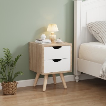 Selma bedside table pakoworld pine wood in sonoma-white shade 29.7x29.7x45cm