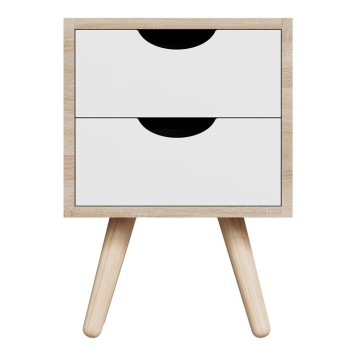 Selma bedside table pakoworld pine wood in sonoma-white shade 29.7x29.7x45cm