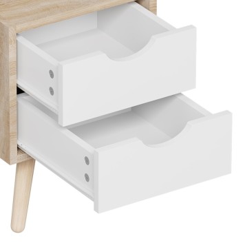 Selma bedside table pakoworld pine wood in sonoma-white shade 29.7x29.7x45cm