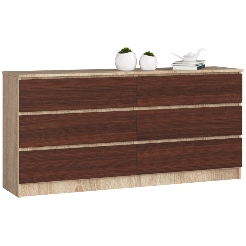 KOMODA K160 6SZ CLP DĄB SONOMA / WENGE KOMODA K160 6SZ CLP DĄB SONOMA / WENGE