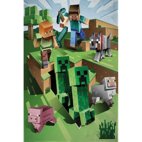 Minecraft Cave Attack polar fleece blanket 100x150cm
