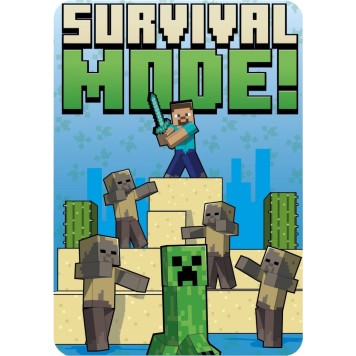 Minecraft Survival Mode fleece blanket 100x140cm