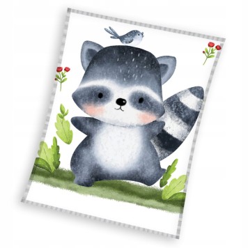 Raccoon Little Bandit coral fleece blanket 110x140cm