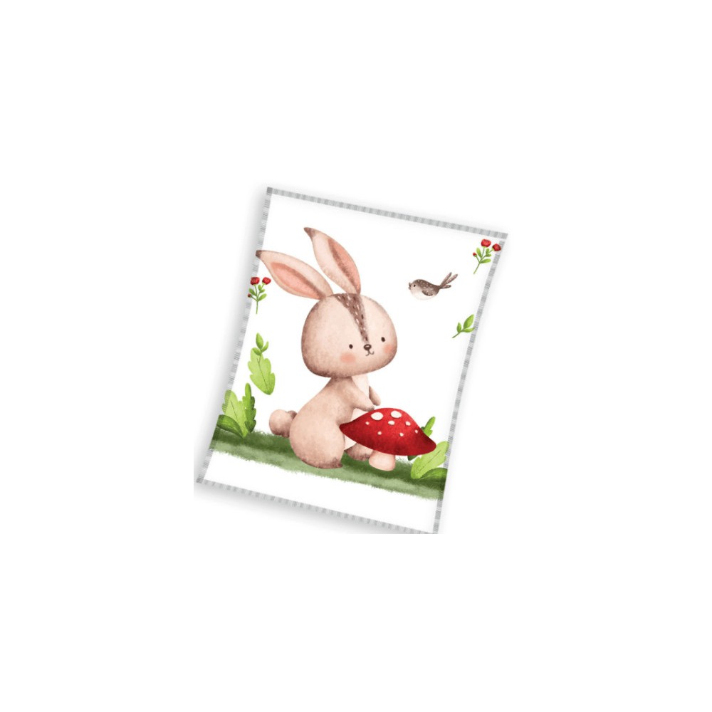 Rabbit Forest coral fleece blanket 110x140cm