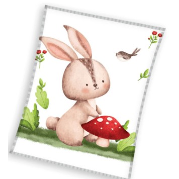 Rabbit Forest coral fleece blanket 110x140cm