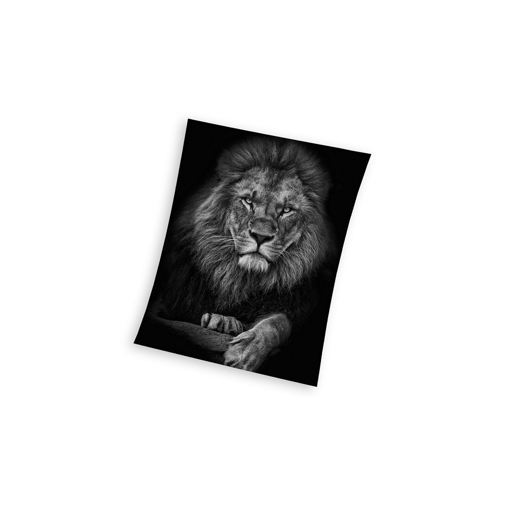 Lion Black coral fleece blanket 150x200cm