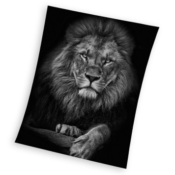 Lion Black coral fleece blanket 150x200cm