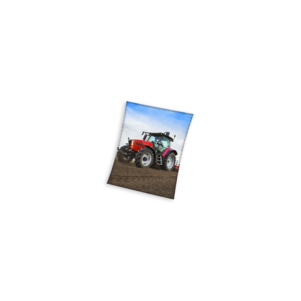 Tractor Red coral fleece polar blanket 130x160cm