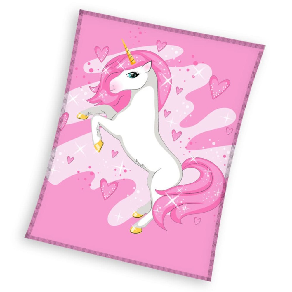 Unicorn Pink Heart fleece blanket 150x200cm