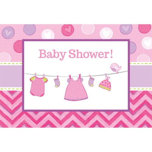 Baby Girl Shower Invitation Set of 8