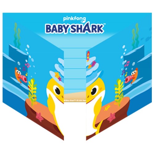 Baby Shark Music Party Invitation 8 pcs