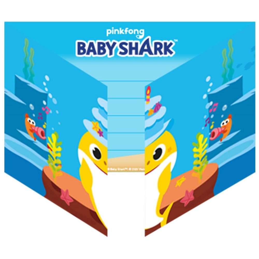 Baby Shark Music Party Invitation 8 pcs
