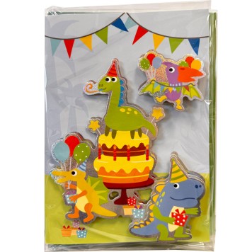 Dinosaur Party 3D greeting card